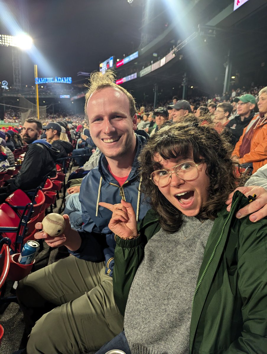 Brought my baby sis and her husband to their first game at Fenway... And they got a foul ball!! <a href="/RedSox/">Red Sox</a>
