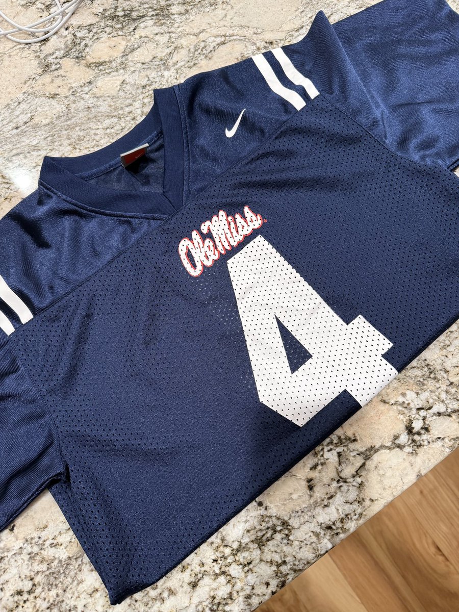 Two days ago, I was mailed my fiancé’s old Jevan Snead jersey he used to wear growing up when Ole Miss played. Jevan was a huge part of my family &amp; we miss him everyday. Tomorrow will be 5 yrs since we lost him &amp; we have a home game. I know he will be smiling down on his Rebs ❤️