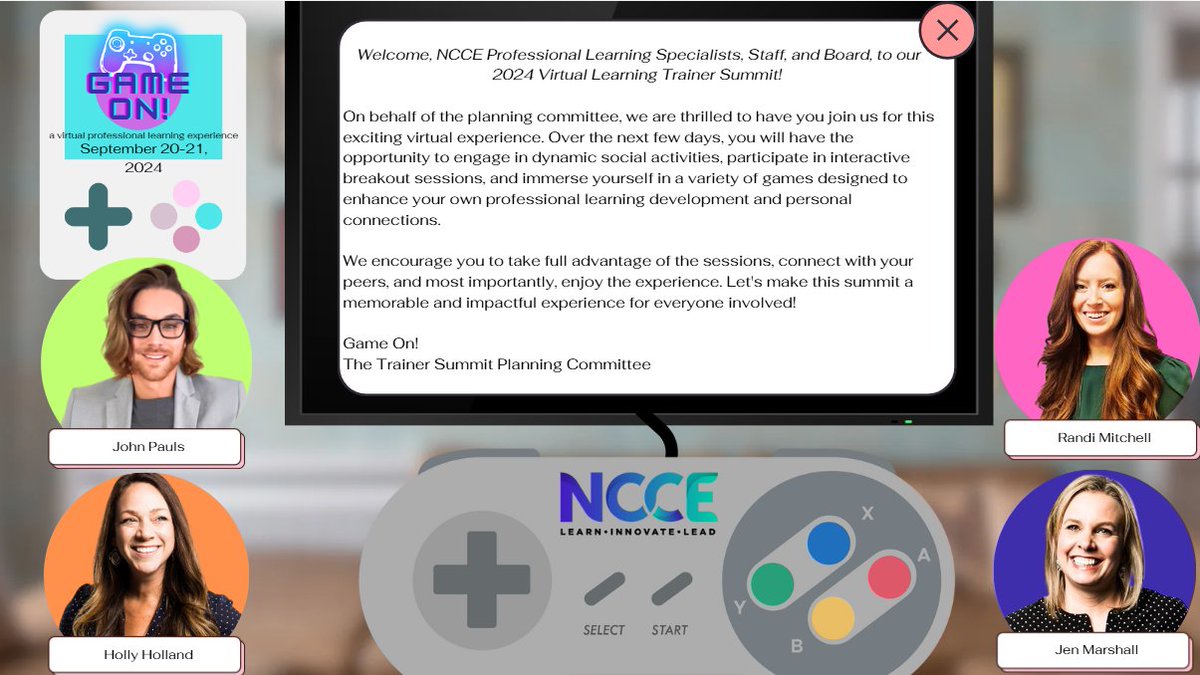 🕹️ "Game ON"#NCCETrainerSummit24! #BestPD
 Key Take Aways:
🗝️Games Bring Us Together and Build Community
➰Microsoft Loop is Amazing for Sharing and Voting
✨LinkedIn Projects Can Help Share Our Amazing Work with Educational Communities
💖 My #IAmNCCE Community is so Talented