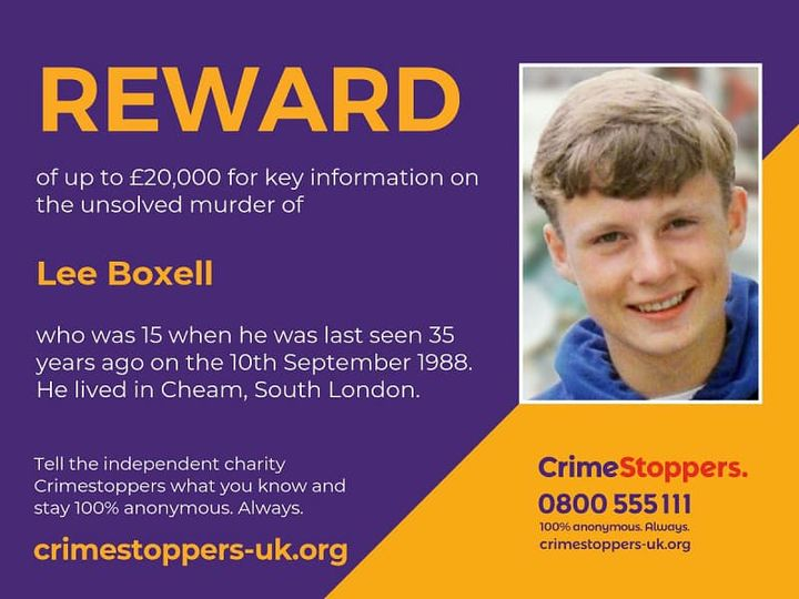 CroydonRockets's tweet image. #Lee #Boxell: £20,000 #Reward for key #Information. 
#Missing since 10th September 1988, #Cheam.