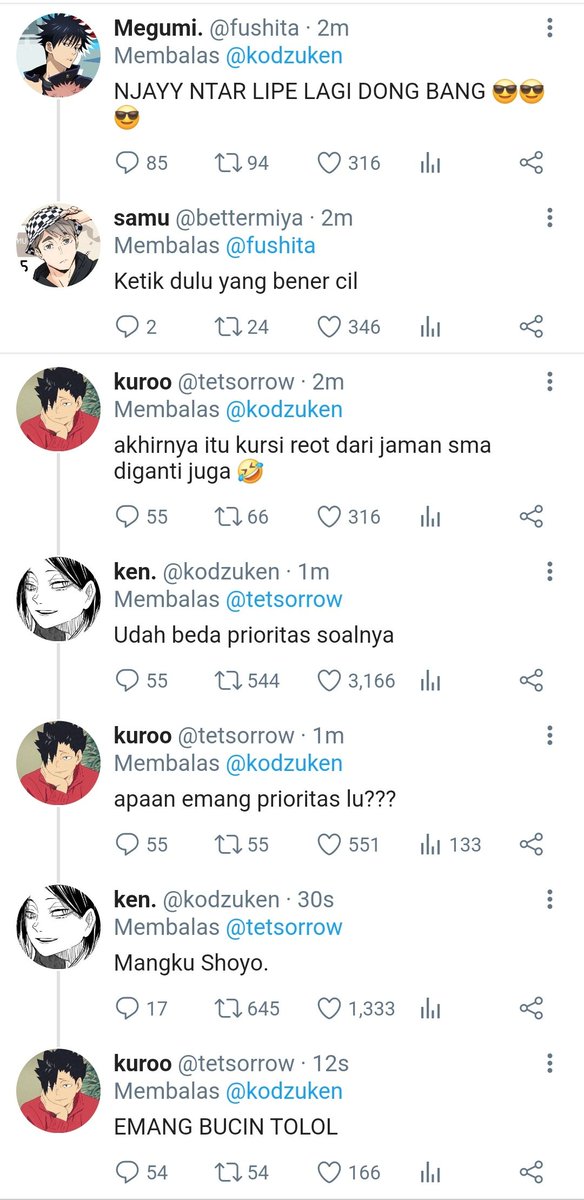 iwriteonce's tweet photo. #kenhina - prioritas
Nsfw, profanities

Kenma mau review kursi baru https://t.co/MbRcFv23dz