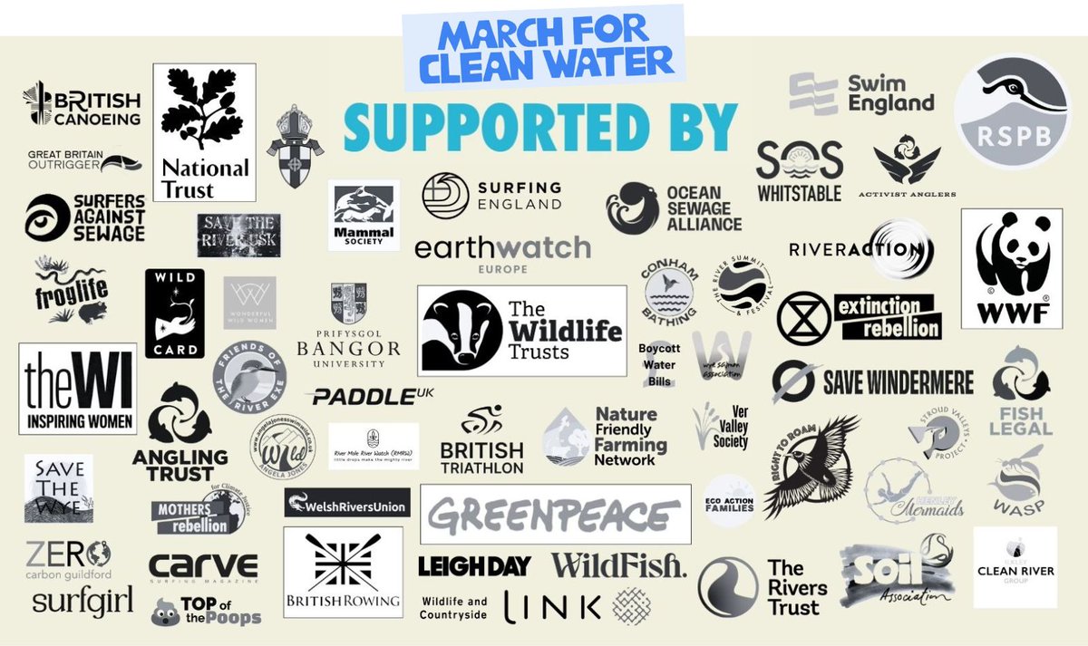 A new week and new names to add to the coalition! 🙌

We’re excited to welcome the <a href="/nationaltrust/">National Trust</a>, <a href="/wwf_uk/">WWF UK</a> &amp; <a href="/XRebellionUK/">Extinction Rebellion UK 🌍</a> to our growing no. of supporters calling on the govt to STOP the poisoning of Britain’s waters.

26/10/24.📍London

Will you join us? marchforcleanwater.org