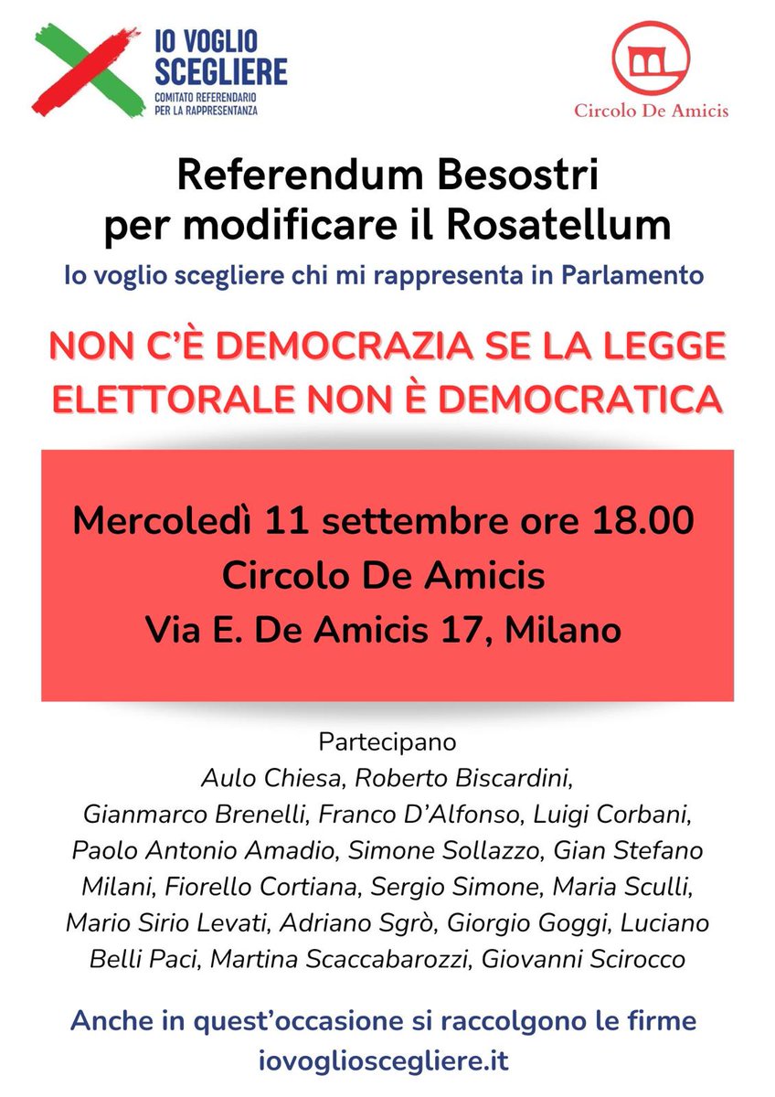 Good morning #iovoglioscegliere 

Anche oggi le firme x referendum parzialmente abrogativo #leggeelettorale x Camera e Senato #rosatellum sono aumentate.

Sono inarrestabili

Importanti eventi per la raccolta firme a

#Roma e #Milano

✍️iovoglioscegliere.it ❤️