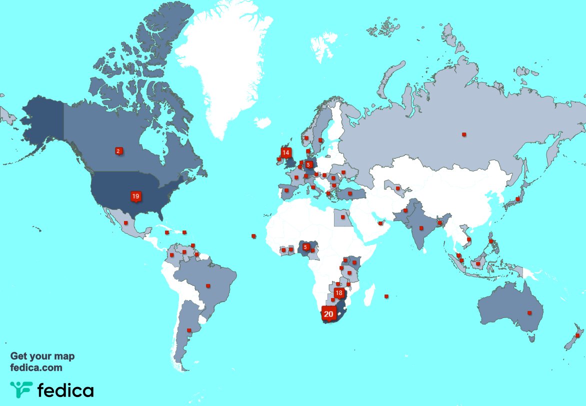 I have 4 new followers from USA 🇺🇸, and more last week. See fedica.com/!Samnyoni97