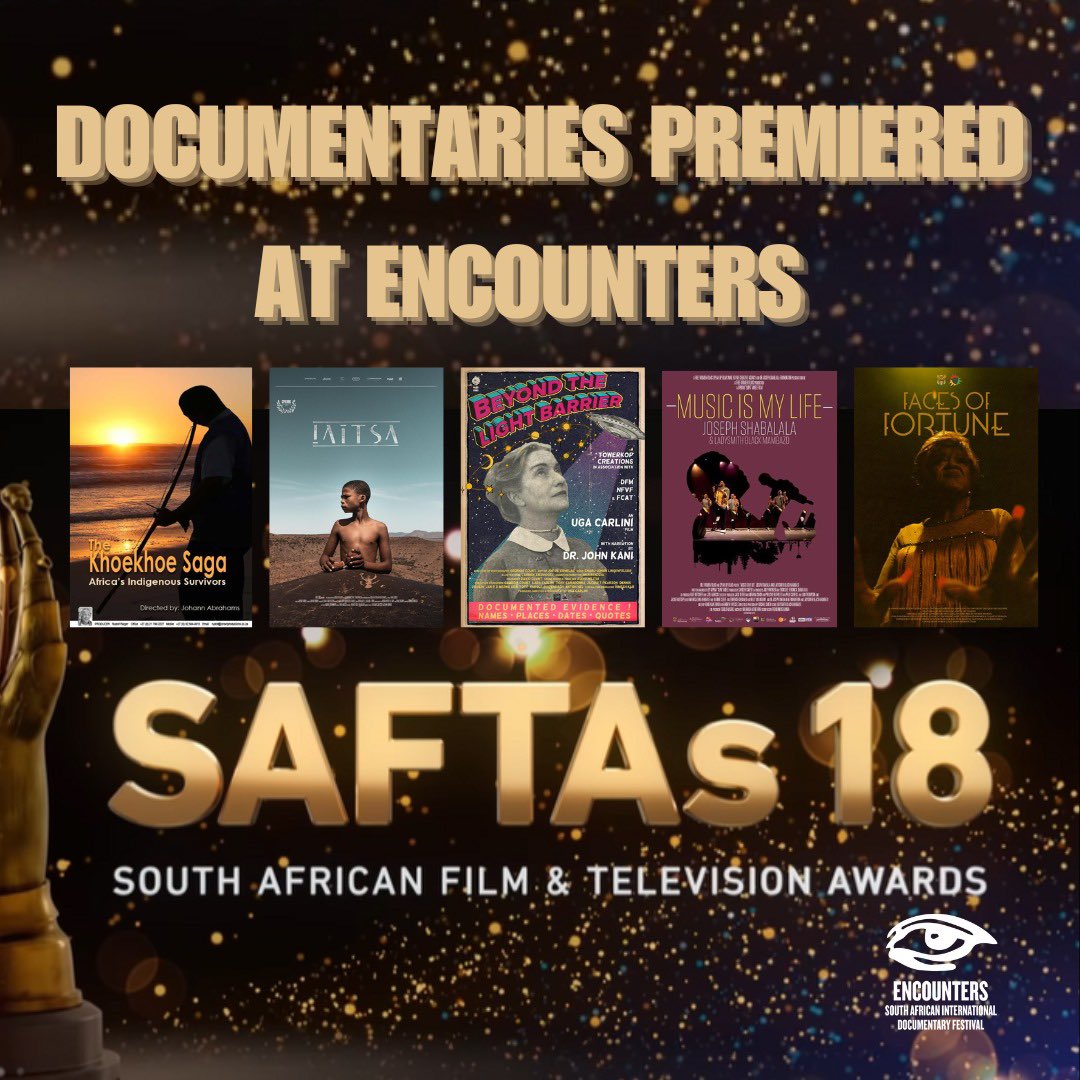 Encounters Festival (@encountersdoc) on Twitter photo Four documentaries that had their African or World Premieres at Encounters have been nominated for the 18th South African Film and TV Awards.
Congratulations to the teams. 💫💫🏆
Full nominations on the <a href="/SAFTAs_1/">South African Film & Television Awards #SAFTAs</a> <a href="/nfvfsa/">National Film & Video Foundation #NFVF</a> website. Four documentaries that had their African or World Premieres at Encounters have been nominated for the 18th South African Film and TV Awards.
Congratulations to the teams. 💫💫🏆
Full nominations on the <a href="/SAFTAs_1/">South African Film & Television Awards #SAFTAs</a> <a href="/nfvfsa/">National Film & Video Foundation #NFVF</a> website.