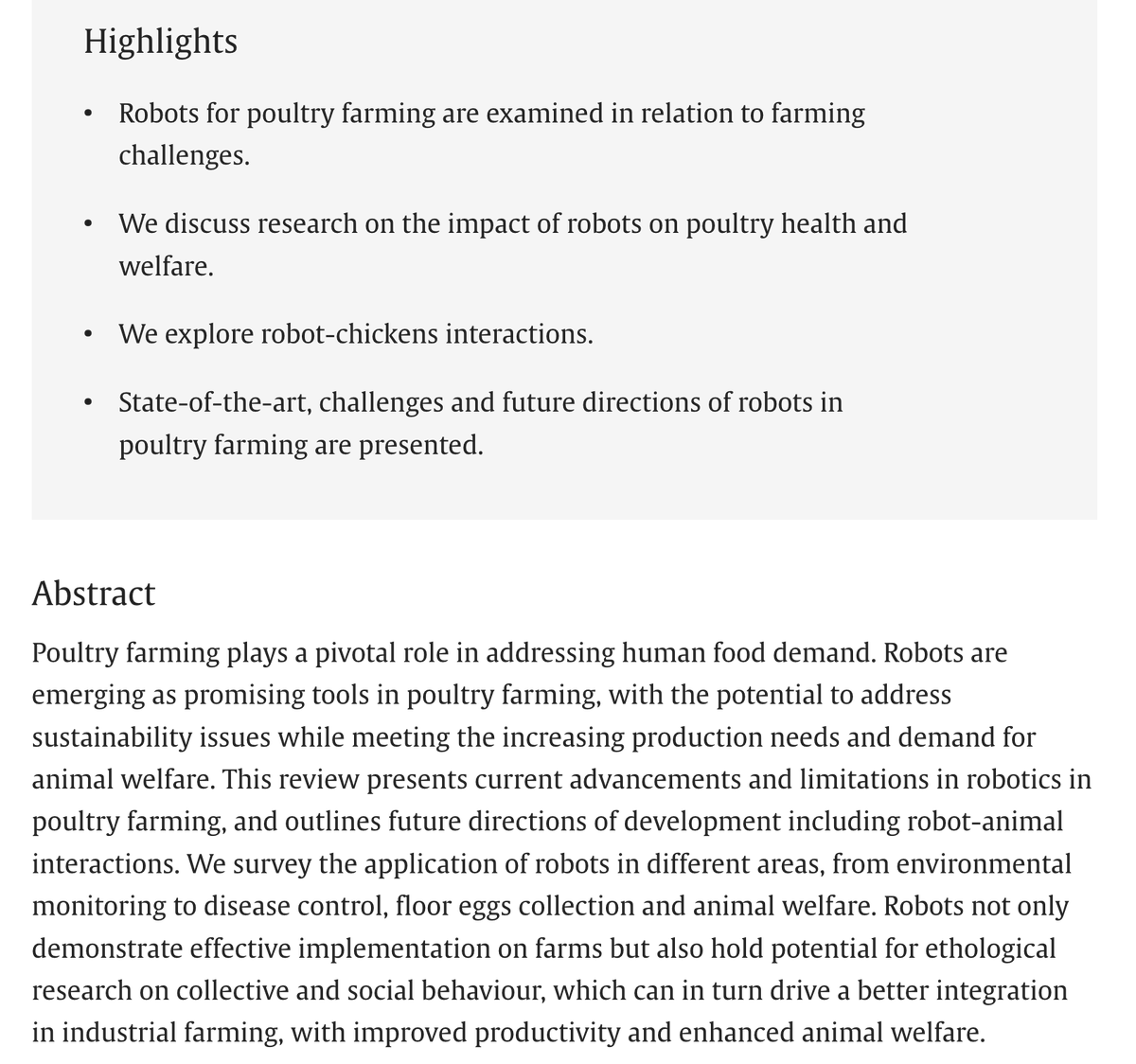 PreparedLab's tweet image. in our new work "Robotics for poultry farming: Challenges and opportunities" sciencedirect.com/science/articl… we review the state of the art and ideas for the future development of #robotics for #poultry #farming @QM_SBBS
@ARQ_QMUL #Ozenturk #Chen #Jamone #Versace