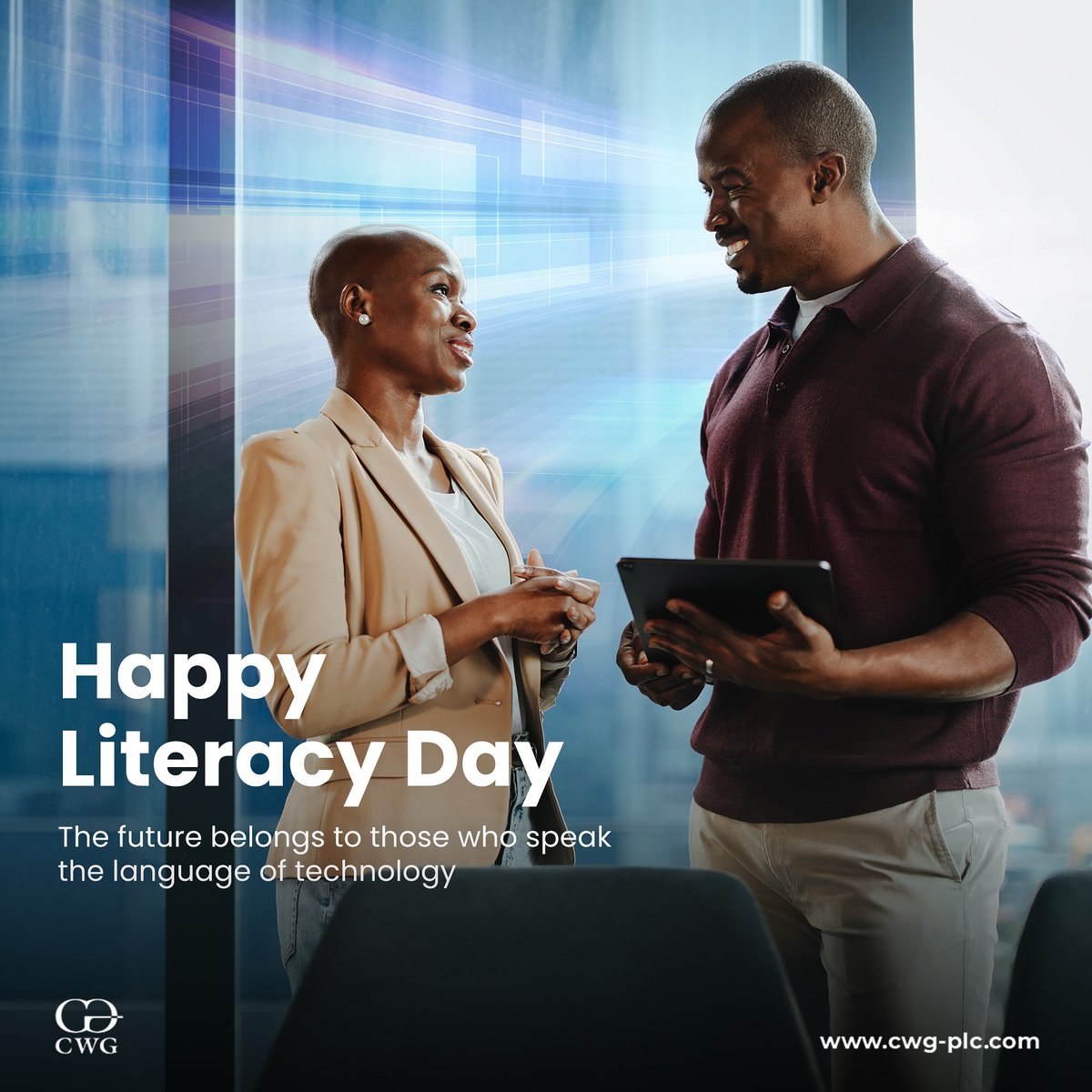 cwguganda's tweet image. On this Day, CWG PLC reaffirms our commitment to empowering Africa through technology. The future belongs to those who speak the language of technology.

Happy International Literacy Day.
#CWGAfrica #TechLiteracy #InternationalLiteracyDay #Innovation #Technology
