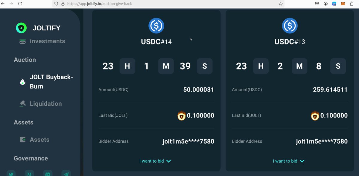 joltify_finance's tweet photo. 🚨 Two tranches of JOLT buyback & burn today!
Starting with:
0.1 JOLT for $259.61 USDC
0.1 JOLT for $50.00 USDC
The arbitrage opportunity is insane! 🤯 If no one bids, 1 JOLT = 2596.14 USDC! #crypto #JOLT #arbitrage #RWA #Joltify