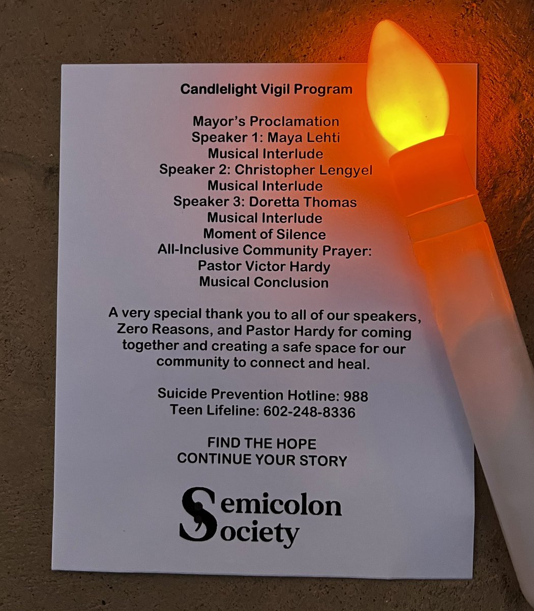 CUSD Counseling and Social Services (@cusdcounseling) on Twitter photo 💜🩵 2nd Annual Candlelight Vigil with the <a href="/cityofchandler/">City of Chandler, AZ</a> and Semicolon Society for World Suicide Prevention Day 🩵💜 💜🩵 2nd Annual Candlelight Vigil with the <a href="/cityofchandler/">City of Chandler, AZ</a> and Semicolon Society for World Suicide Prevention Day 🩵💜