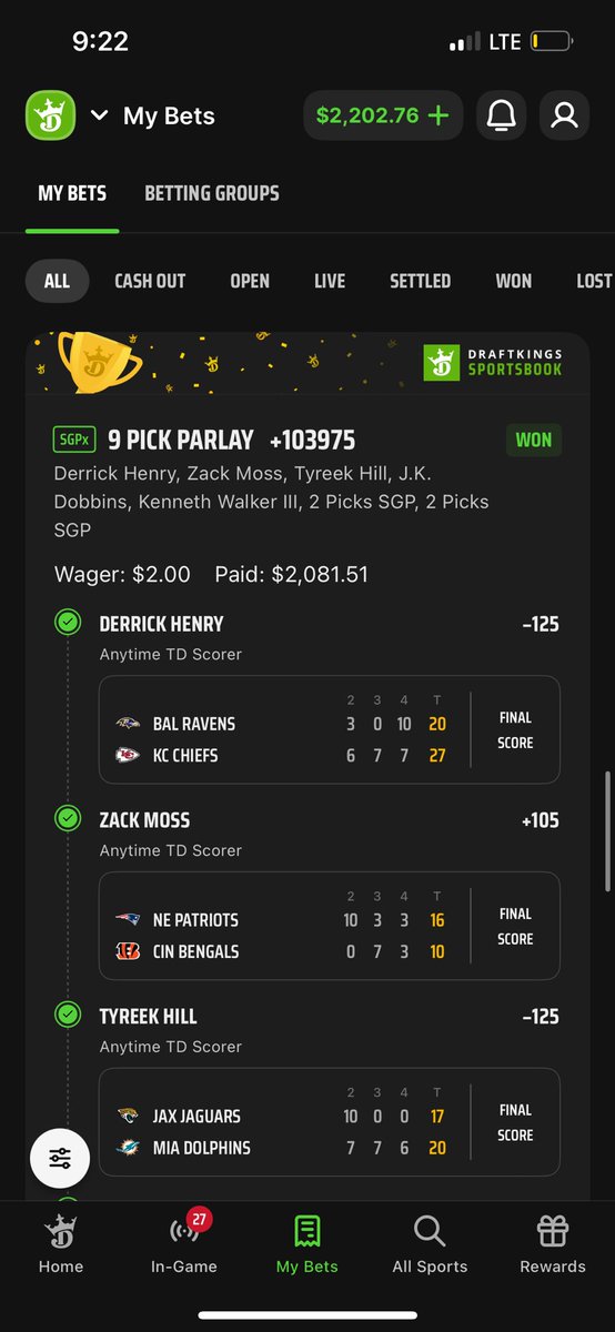 Yatsick's tweet photo. @BarstoolBigCat a nice little 9 td scorer parlay for ya https://t.co/SG73MPOYPr