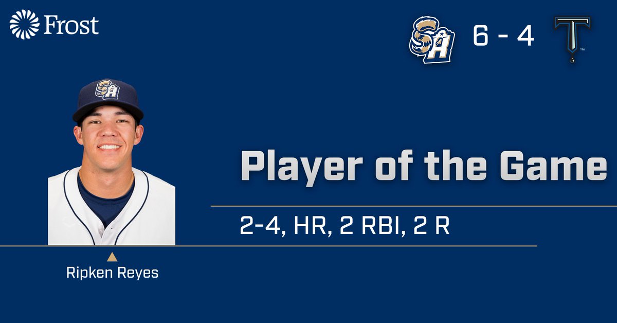 Another day, another Ripken Reyes home run! Helping earn a series win in Tulsa, Reyes is tonight's <a href="/FrostBank/">Frost Bank</a> Player of the Game.