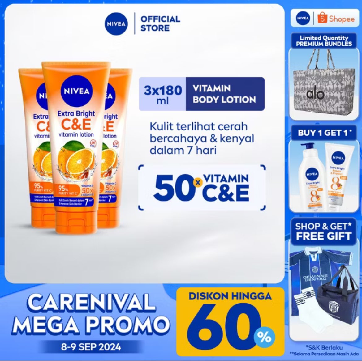 sampahkapital's tweet photo. NIVEA Extra Bright Vitamin Lotion C&amp;E 180mL 3x https://t.co/tmmOlb01bg https://t.co/eIsVrDPg0R