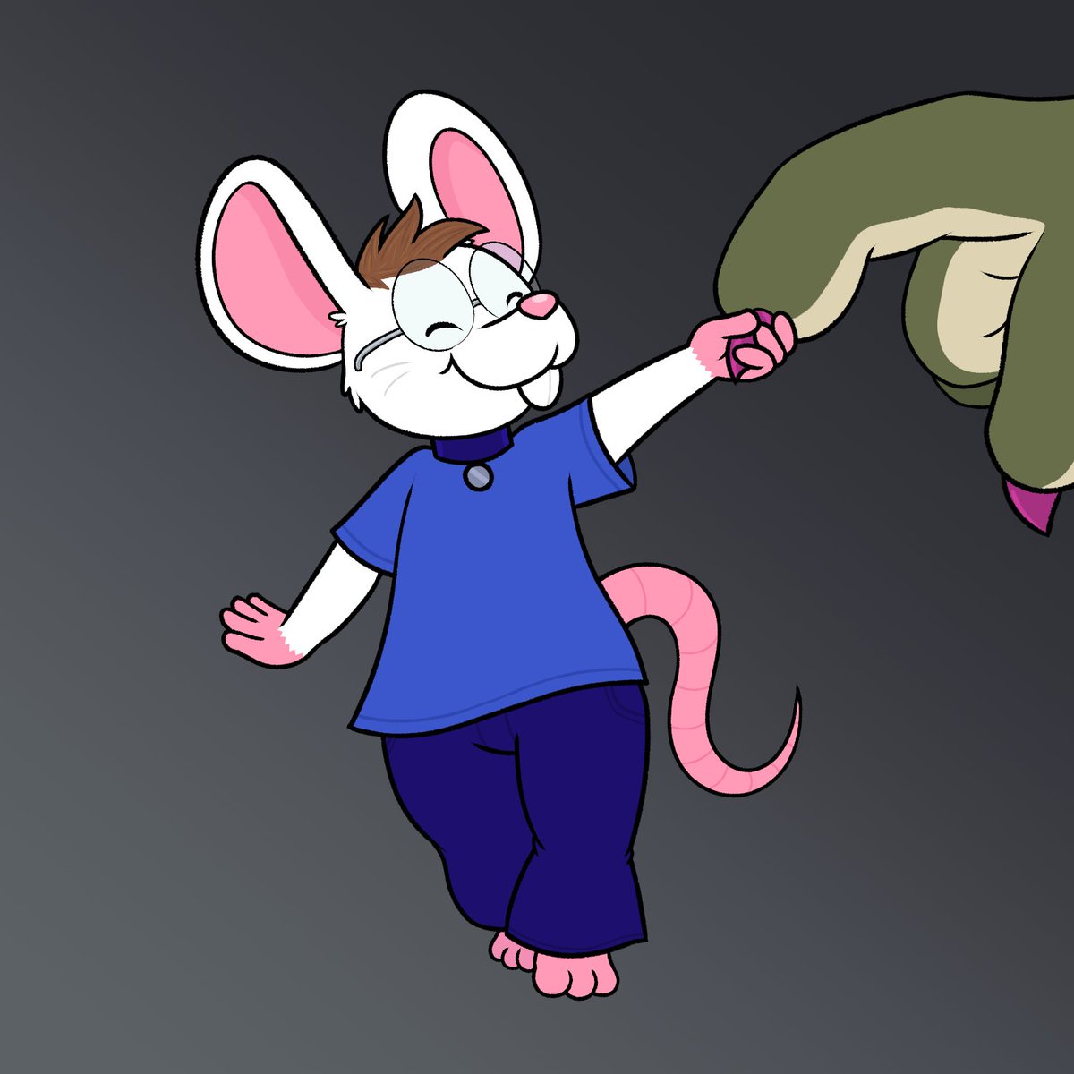 It's <a href="/RexTheMouse/">Rex The Mouse</a>'s birthday! :3 The little micro mouse is holding hands (er, fingers? Claws?) with his big sweet dragon~ :3
