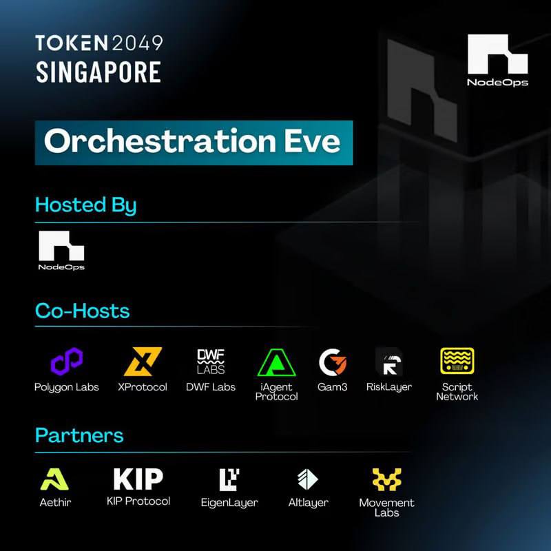 iG3_ai's tweet image. Gam3 is excited to announce that we are co-hosting with @NodeOps_App at Orchestration Eve!

📅 Date: September 17th
⏰ Time: 5:00 PM

Don’t miss this chance to connect - see you at #TOKEN2049 ✨ #Gam3