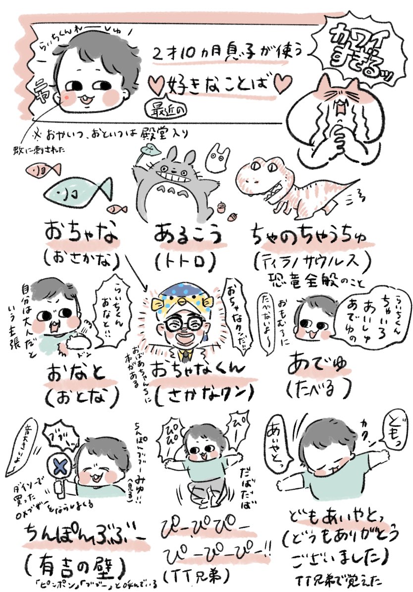 2歳息子、たくさん喋れるようになって本当に可愛いので書き残しておく 有吉の壁が好き #育児絵日記
