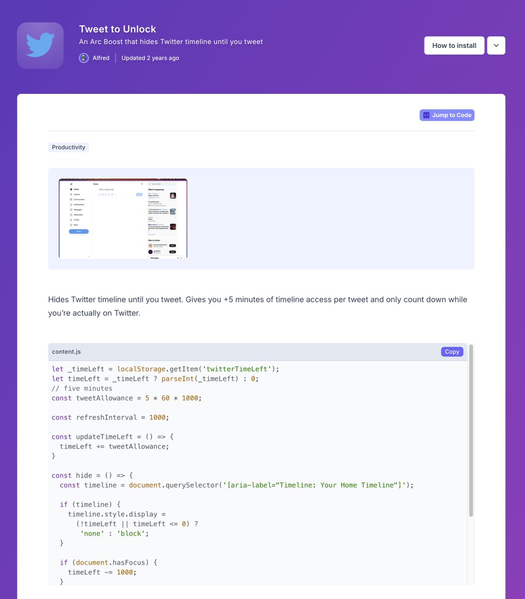 <a href="/arcinternet/">Arc</a> Layering <a href="/ArcBoosts/">Arc Boosts</a> on top is just a dream. I wish I posted more on X so being able to deploy things like this 'pay to play' code is amazing.