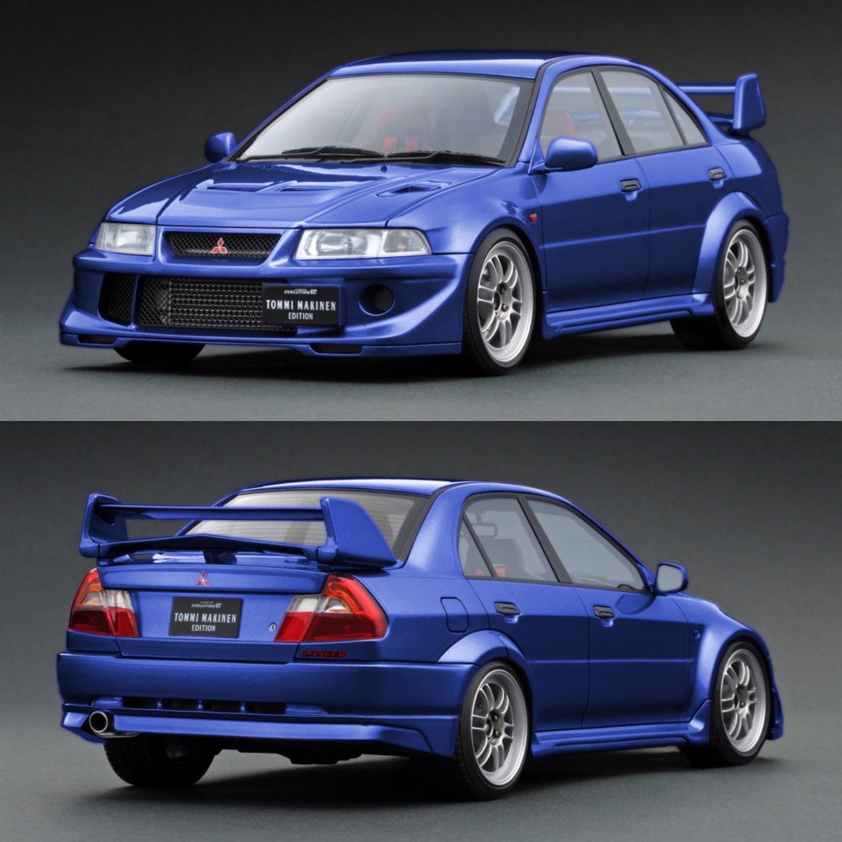 ignitionmodel's tweet photo. 出揃った1/18「ランサーエボリューションVI」。モデルごとの仕様違いにご注目！
現在、ご予約受付中の「ランサーエボリューションVI(TME仕様）」ですが、全5種が出揃いました。やはり一番人気はトミー・マキネン エディションのレッドカラー！
 
ご予約専用ページ＞＞
https://t.co/gGIOe5aBG9 https://t.co/gvu3ALkSdM