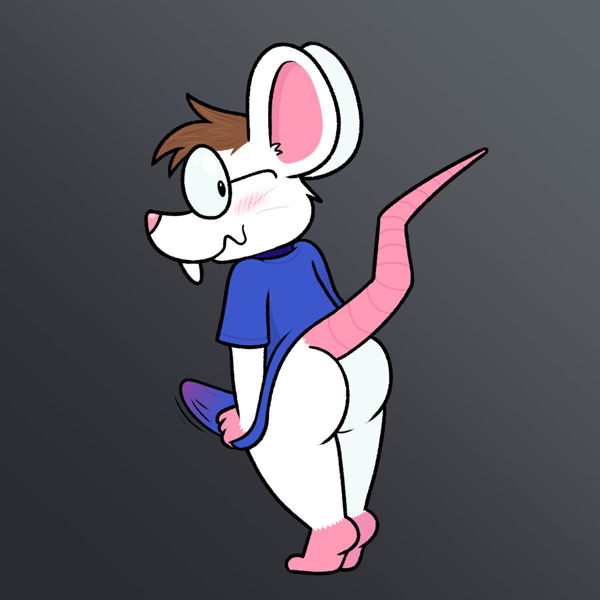 And a bit more of our frisky little mouse friend. >:3 That shirt can only cover up so much <a href="/RexTheMouse/">Rex The Mouse</a>! Happy birfday~ :3