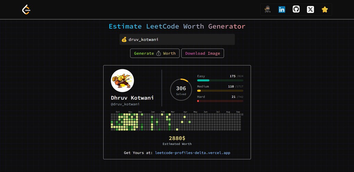 druv_kotwani's tweet image. LeetCode Worth💰
@Peerlist #LeetcodeChallenge
peerlist.io/dhruvkotwani/p…