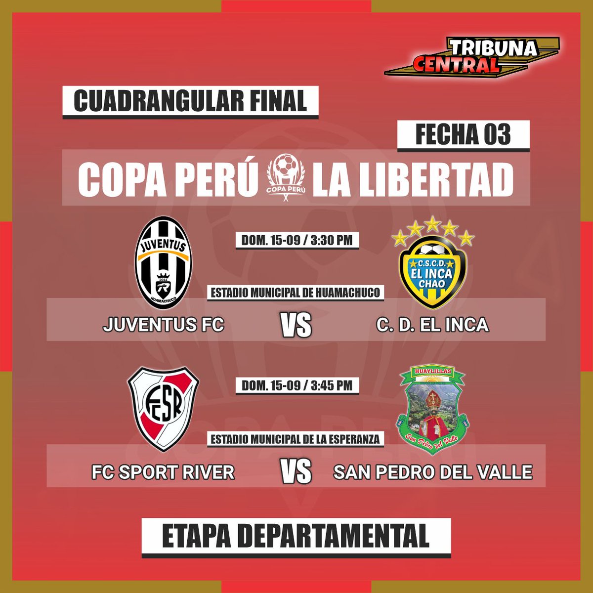 Tribun4_Centr4l's tweet image. 🔴⚪🔴 ¡Terminaron en empate! 🏆🇵🇪
Así culminó la #Fecha2 del #CuadrangularFinal de la #EtapaDepartamental de la #CopaPerú #LaLibertad.
#CopaPerú2024 #Cuadrangular #Final #EtapaNacional #FútbolPeruano 
📸 @Tribun4_Centr4l