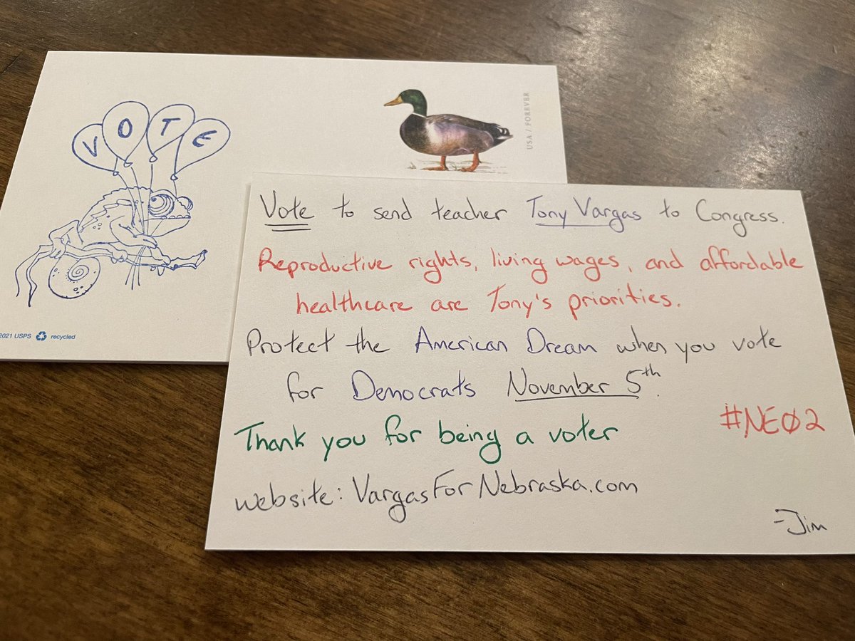 Getting to write #PostcardsToVoters for my former home is really great.
Let’s get <a href="/TonyVargas/">Senator Tony Vargas</a> to Congress.
VargasForNebraska.com