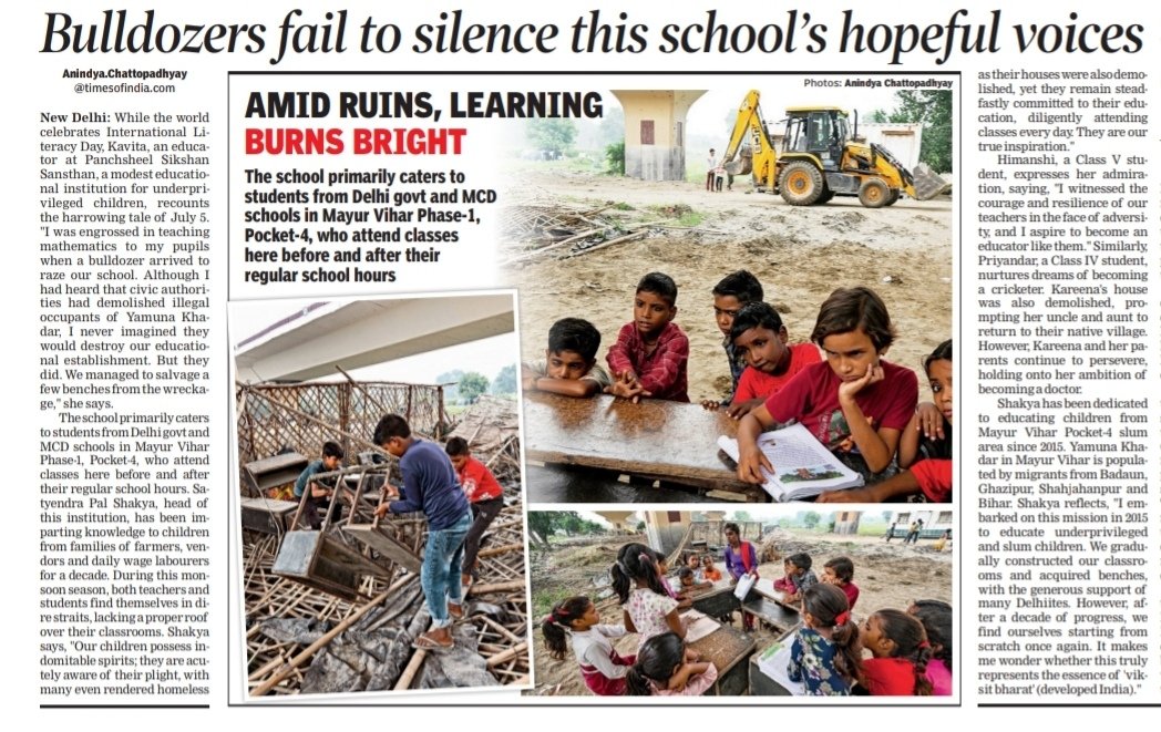 ANINDYAtimes's tweet photo. My piece @timesofindia
Amidst Ruins, Learning's Flame Burns Bright. #Bulldozers fail to silence this #school's hopeful voices. https://t.co/rMzsHg8JSV