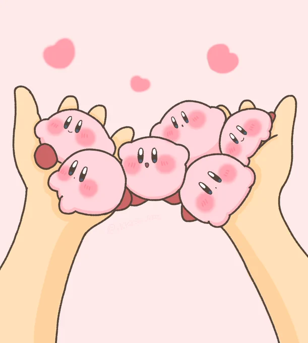 カービィちゃんたちに懐かれました #カービィイラスト #カービィ
