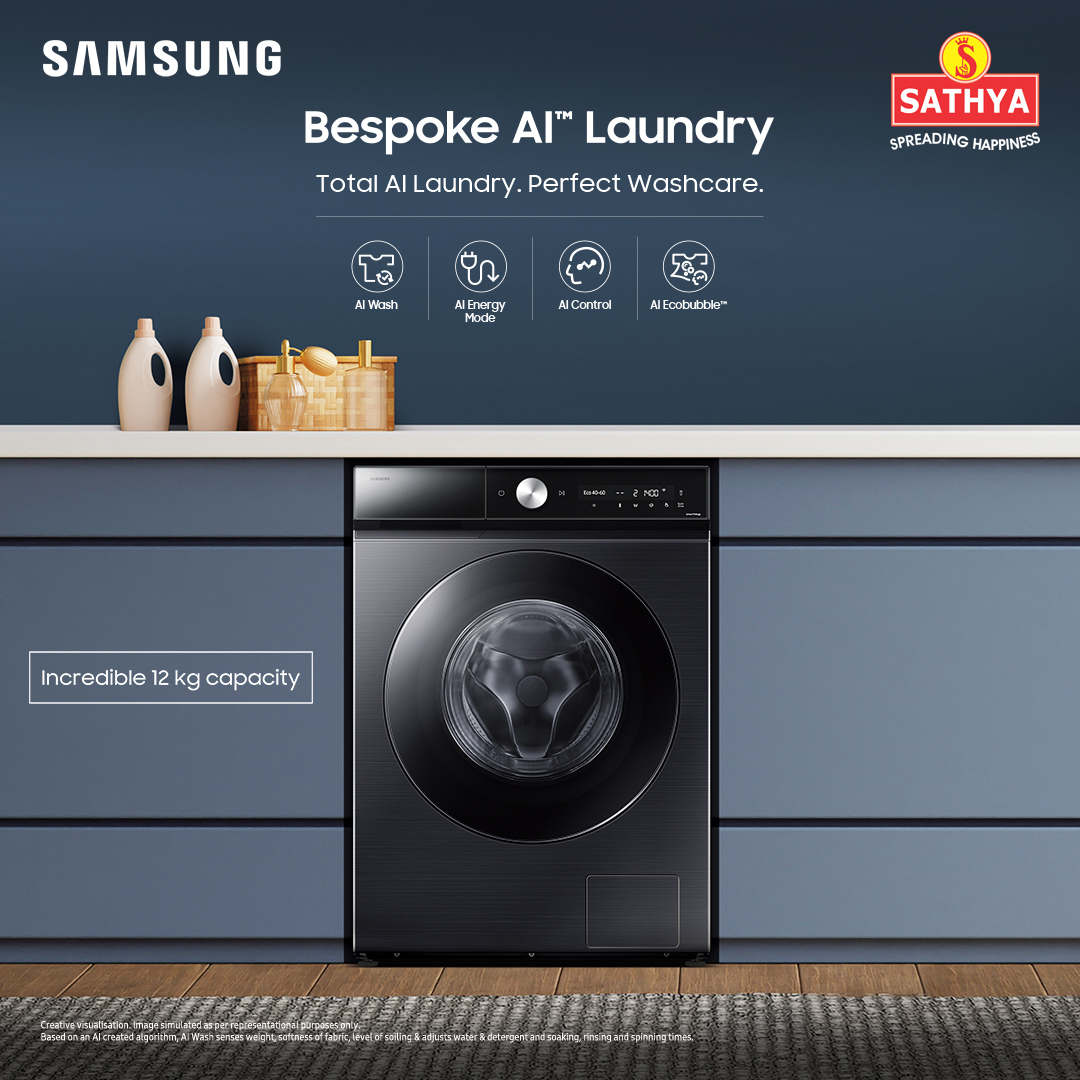 Experience the Future of Laundry with SAMSUNG Bespoke AI!  Call us at 8880598985, WhatsApp us at 9916698985, Visit our store today or call us for more details! Upgrade your laundry routine and enjoy the perfect wash, every time!
#SamsungAI #SmartLaundry #BespokeLaundry