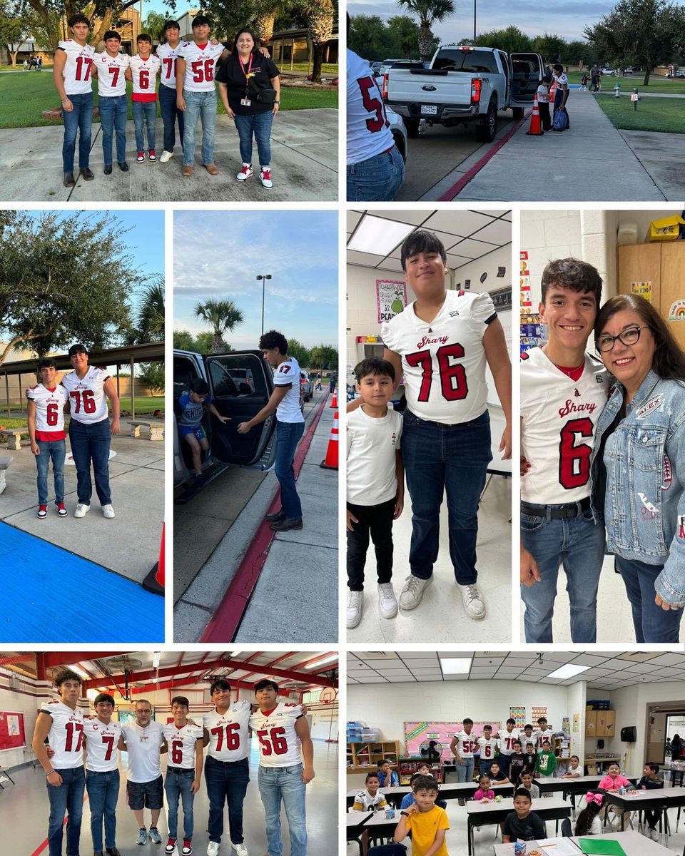 📣🏈🎉On Friday morning, our SHS football players visited RHE to greet students &amp; parents during morning drop-off. Our students had the chance to meet some of our incredible football players, who encouraged everyone to join them at Friday night’s game.