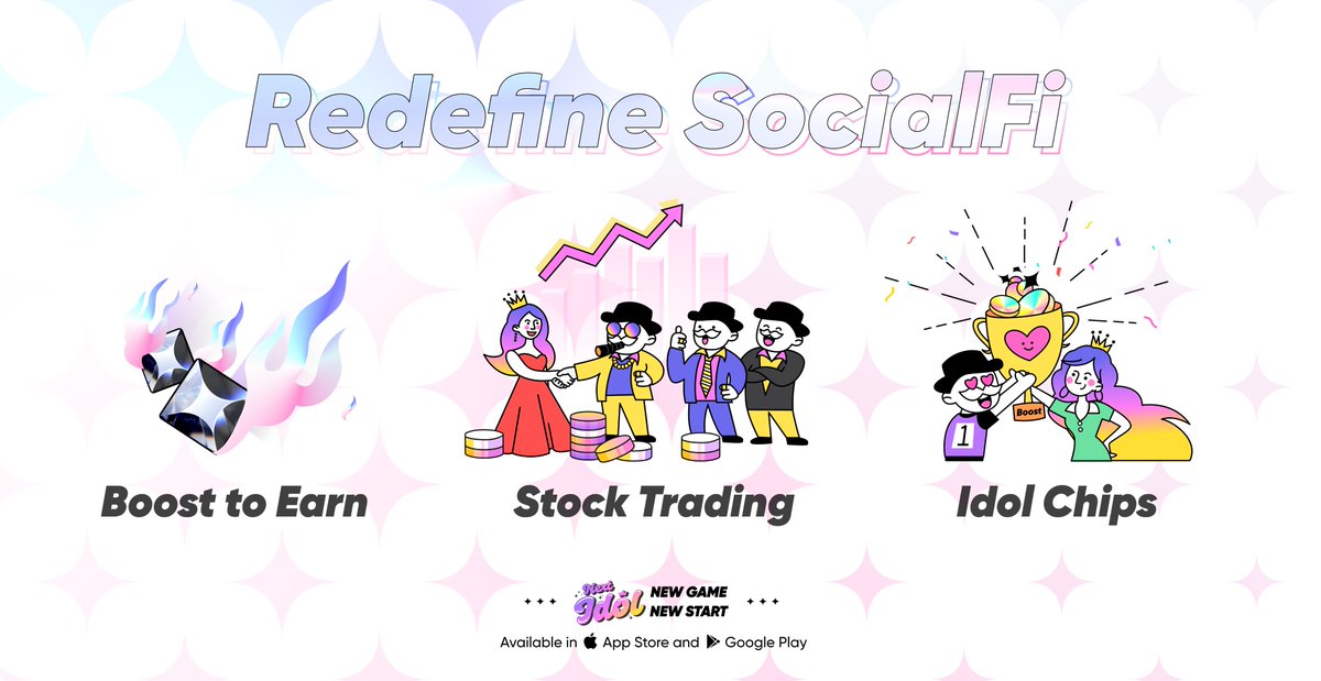 🌟 Next Idol, set to redefine #SocialFi! 
We believe that only authentic social connections can drive influence and unlock the true network effect. Join us on this journey! 

● Shares
● Boost-to-Earn
● Chips

#SocialFi #NextIdol #NetworkingInnovation #web3