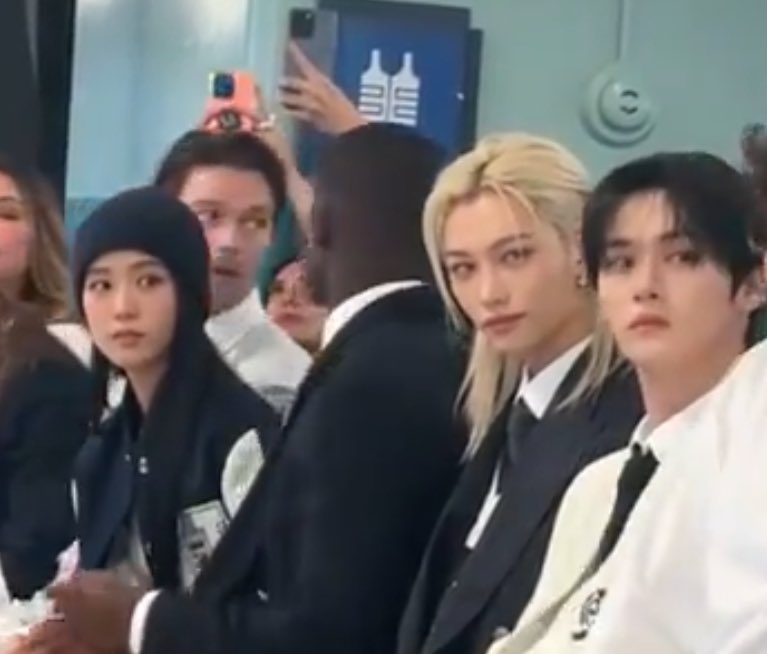 Jisoo, Felix, and Lee Know at the Tommy Hilfiger show in New York.