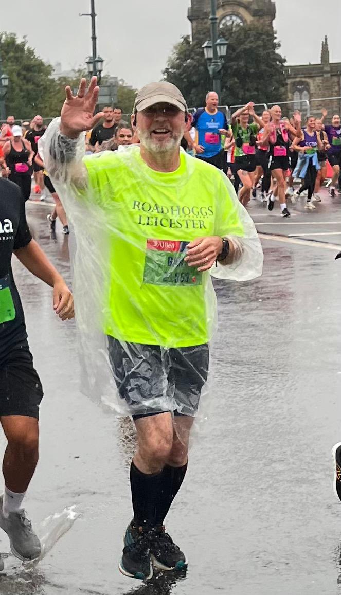 I’m delighted to report that the present Mrs Dixon, <a href="/Lindalanchester/">Linda Dixon</a>, is still excellent wife material, having stood for two hours in the rain to get this pic of me doing the #GreatNorthRun2024. Happy to confirm her reappointment to the role for another 40 years.