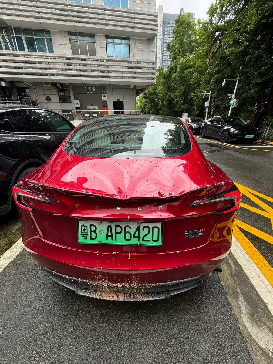 DriveGreen80167's tweet image. Just a small dent 
#Model3P #Tesla $tsla #TyphoonYagi