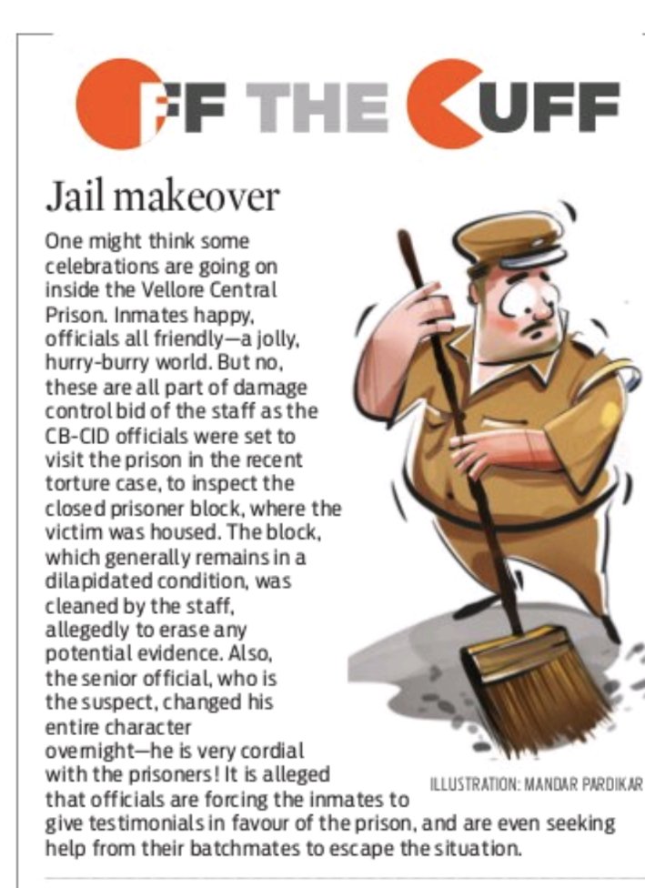 Rajalakshmi2398's tweet photo. #Vellore Central #prison looking for festive happy inmates, friendly staff, It is alleged that it's all for show. CBCID set to visit after a torture case. Sudden cleanup, suspect officer acting nice, and claims of forced testimonials from the In-mates Damage control mode. https://t.co/IhyT5DWq5w