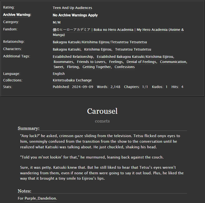 ojaywayo's tweet photo. the day is here! i had the best time writing this adorable fic for @JustP_D for the @TsKrBkEvents00 KiriTetsuBaku Exchange!!! if you like fluff and getting together, this might just be the fic for you 🩶❤️🧡https://t.co/80uiIoBqCl https://t.co/8J3JquNOsE