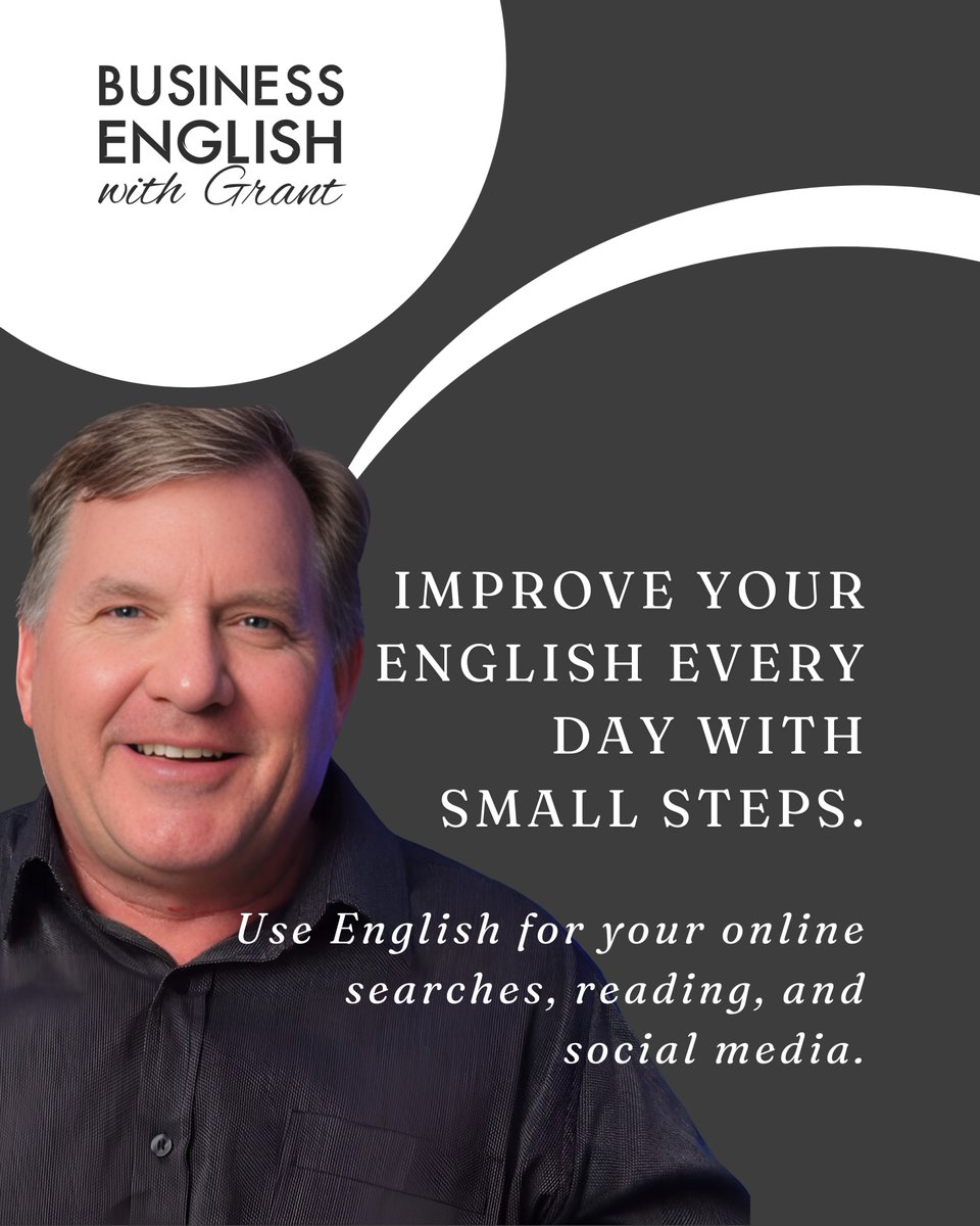 BizEnglishGrant's tweet image. Improve your English every day with small steps. Use English for your online searches, reading, and social media. 🌍💻 

What’s the first step you took today? How did it feel? Let’s celebrate our progress together! 

#EnglishEveryday #LanguageChallenge #BusinessEnglishWithGrant