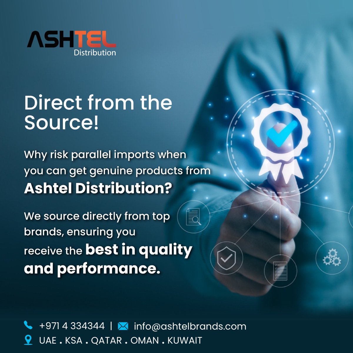 Ashtel_Brands's tweet image. Why risk parallel imports when you can get genuine products from Ashtel Distribution? We source directly from top brands, ensuring you receive the best in quality and performance.

#AshtelDistribution #DirectFromSource #AuthorizedDistributor #TechQuality #UAE #KSA #Saudi #Qatar