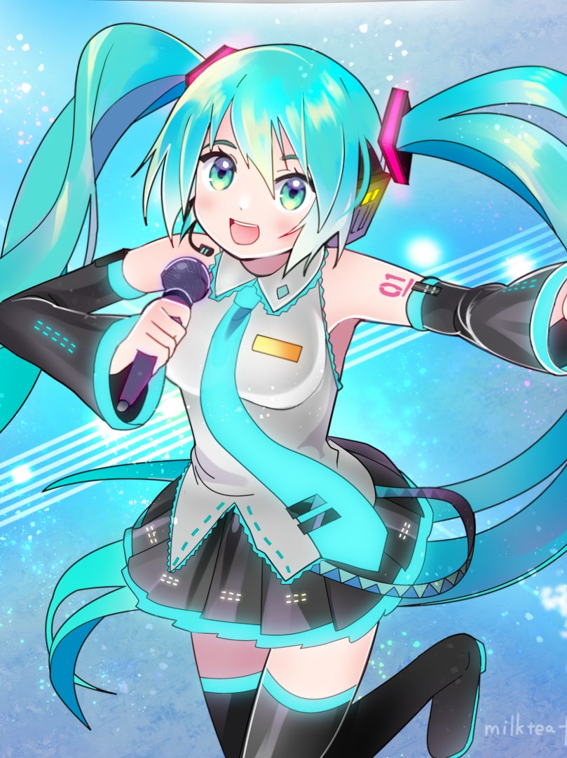 初音ミク「こんにちは╰⁠(⁠⸝⁠⸝⁠⸝⁠'⁠꒳⁠`⁠⸝⁠⸝⁠⸝⁠)⁠╯#新規フォロワーさん」|milktea＋のイラスト