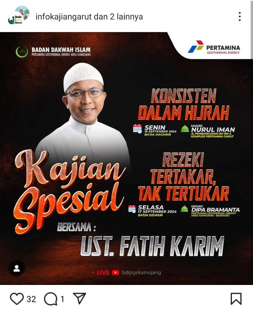 TOLAK DEDENGKOT HTI CERAMAH DI PERTAMINA. 

Ayolah Pak <a href="/erickthohir/">Erick Thohir</a> Fatih Karim ini dedengkotnya HTI, kenapa pertamina di daerah masi memberi karpet merah ke dedengkot HTI? 
Ini sama saja menyerahkan indoktrinasi Khilafah ke karyawab BUMN kita, ini bahaya.