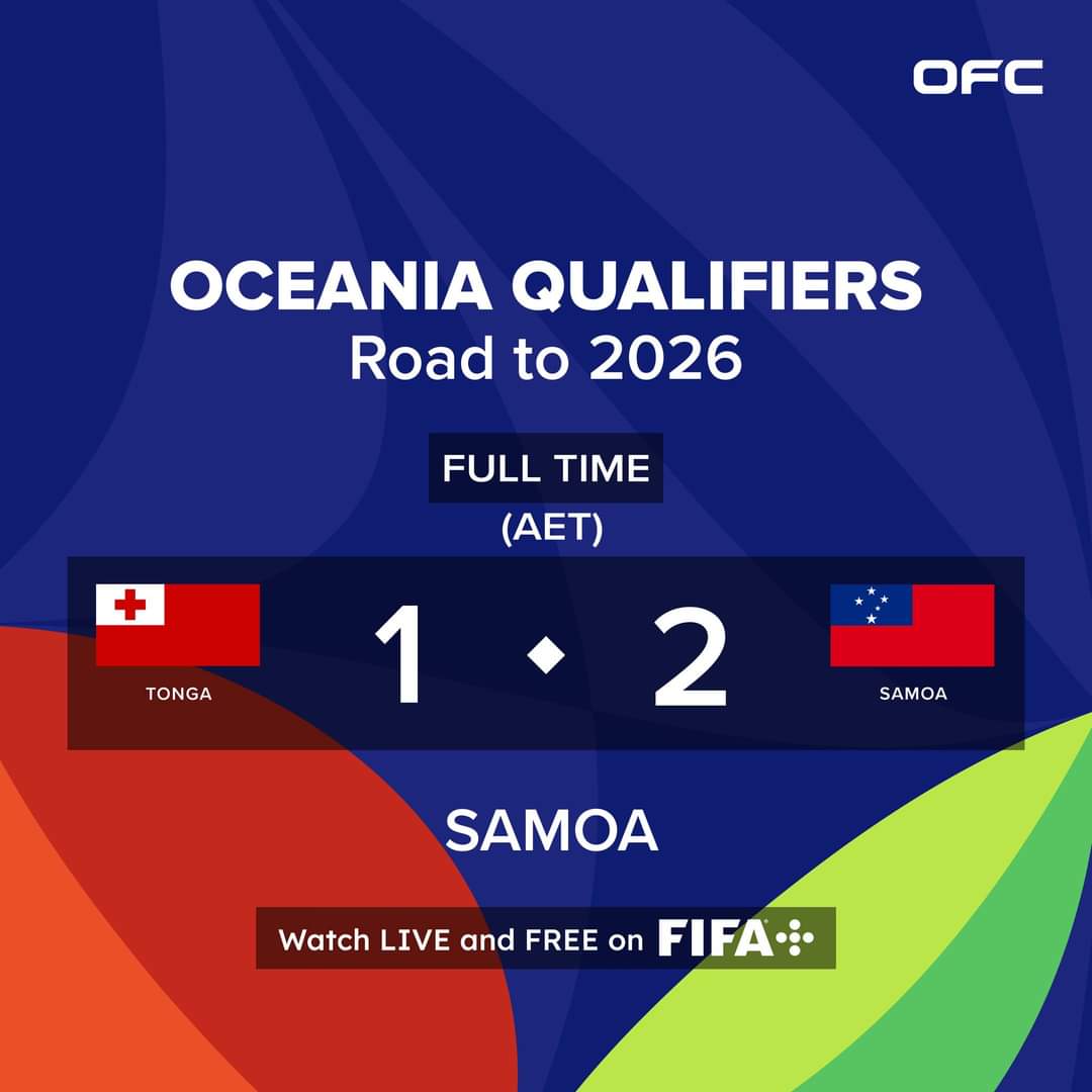 Lepeafc's tweet photo. Samoa has advanced to the second round of the FIFA World Cup 2026™ Oceania Qualifiers after a thrilling extra-time victory against Tonga.

Catch extended highlights and full match replays for FREE on FIFA+  
https://t.co/qgpOGGjLoE

 #OceaniaQualifiers https://t.co/kXEUr0JQ1e
