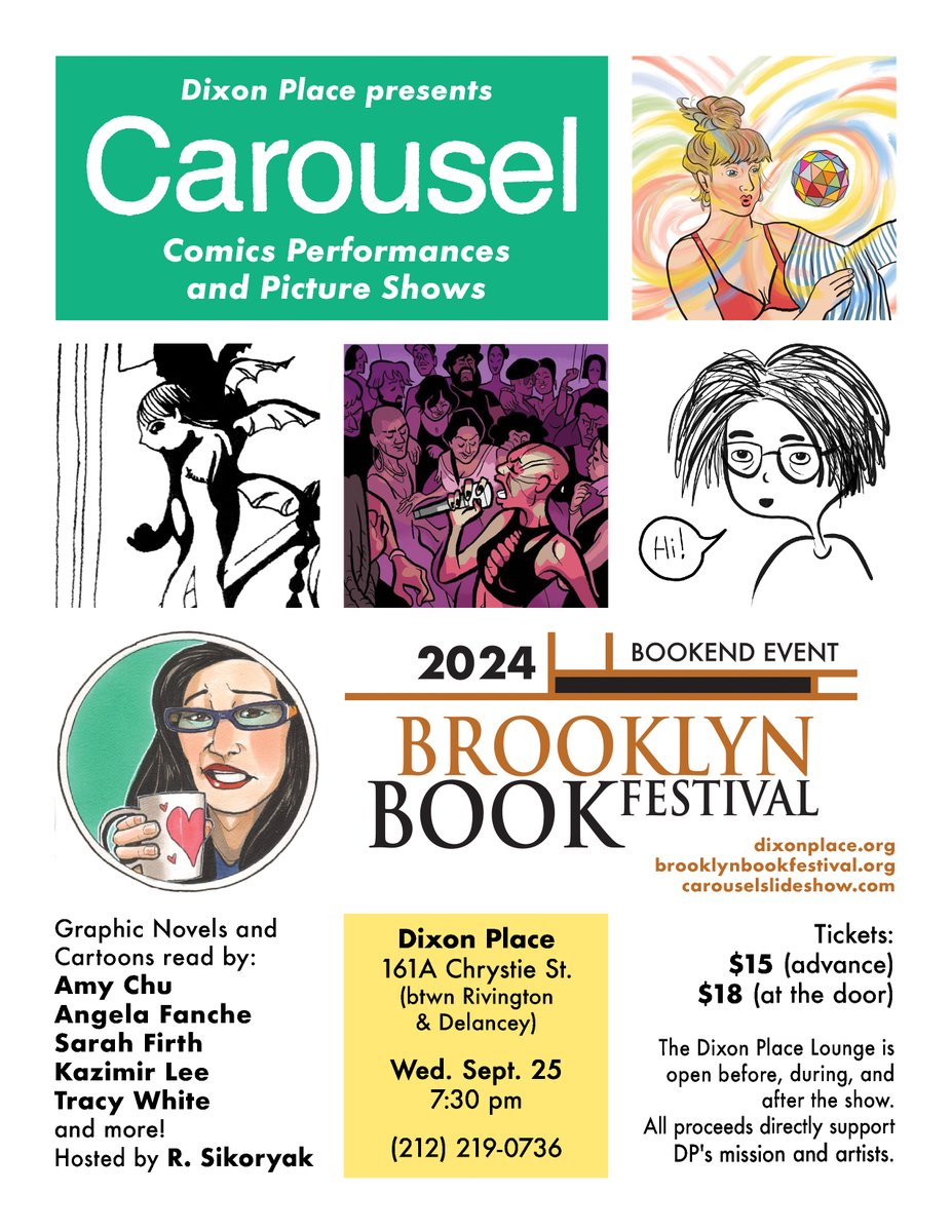 R. Sikoryak (@rsikoryak) on Twitter photo Save the date! Carousel returns to <a href="/BKBF/">Brooklyn Book Festival</a> and @dixonplace on Wed. Sept 25 with comics readings and performances by <a href="/sarahthefirth/">Sarah Firth</a>
<a href="/AmyChu/">A M Y C H U #donutkiller š½</a> <a href="/angelafanche/">alegna</a> @Portmento and <a href="/tracedcomics/">Tracy White</a> <a href="/BKBF/">Brooklyn Book Festival</a> link in bio, @dixonplace ticket link coming soon! Save the date! Carousel returns to <a href="/BKBF/">Brooklyn Book Festival</a> and @dixonplace on Wed. Sept 25 with comics readings and performances by <a href="/sarahthefirth/">Sarah Firth</a>
<a href="/AmyChu/">A M Y C H U #donutkiller š½</a> <a href="/angelafanche/">alegna</a> @Portmento and <a href="/tracedcomics/">Tracy White</a> <a href="/BKBF/">Brooklyn Book Festival</a> link in bio, @dixonplace ticket link coming soon!