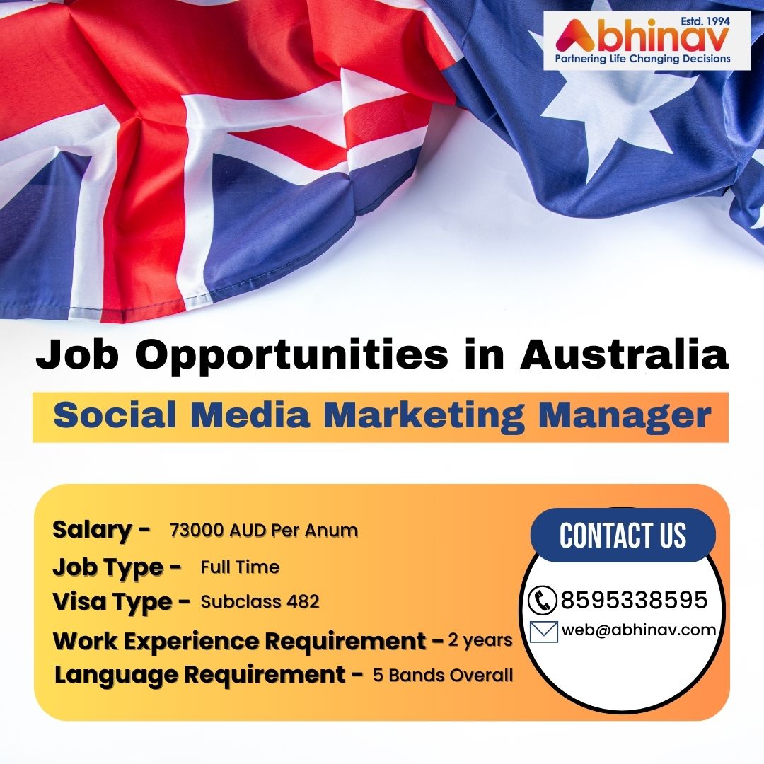 abhinavimmi's tweet photo. Exciting Opportunity: Social Media Marketing Manager Job in Australia – Earn AUD 73,000!
Kickstart your process today: https://t.co/D3UfkeFyhc.
For further inquiries, feel free to reach out to us at +91-8595338595
#SocialMediaManager #AustraliaJobs #WorkAbroad #Subclass482Visa https://t.co/rQTvUv0jM7