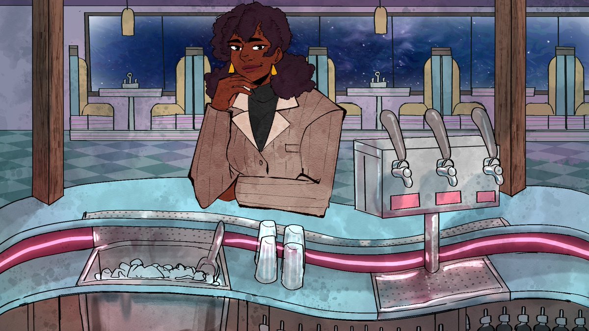 Hermit's House Devs | World's End Diner (@thehermitshouse) on Twitter photo Imani is the second person you serve in our VN, World's End Diner. Although she's more picky than Parker, she's still a great person!
After all, she worked her way to the top! GirlCEO mode!
Art by <a href="/_minthe_draws/">Min🍀| VGEN:OPEN</a> and <a href="/pinacchos/">Pinachs | Tang Xuan enjoyer</a>
#gamedesign #indiedevs #visualnovel Imani is the second person you serve in our VN, World's End Diner. Although she's more picky than Parker, she's still a great person!
After all, she worked her way to the top! GirlCEO mode!
Art by <a href="/_minthe_draws/">Min🍀| VGEN:OPEN</a> and <a href="/pinacchos/">Pinachs | Tang Xuan enjoyer</a>
#gamedesign #indiedevs #visualnovel