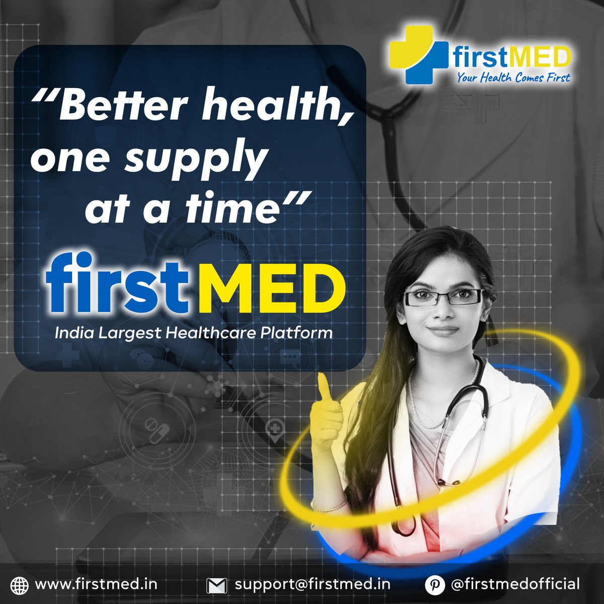 firstmedhome's tweet photo. Stay Healthy, Stay Happy with FirstMed

#FirstMed #YourHealthFirst #SimpleStepsToBetterHealth #HealthcareWithCare #StayHealthy #FirstMedCares #BloodLancets #YourHealthFirst #EasyTesting #qualitycare

https://t.co/Um7p68C9OD
Helpline: +919899884818
Email: support@firstmed.in https://t.co/wMZLhfFbT5