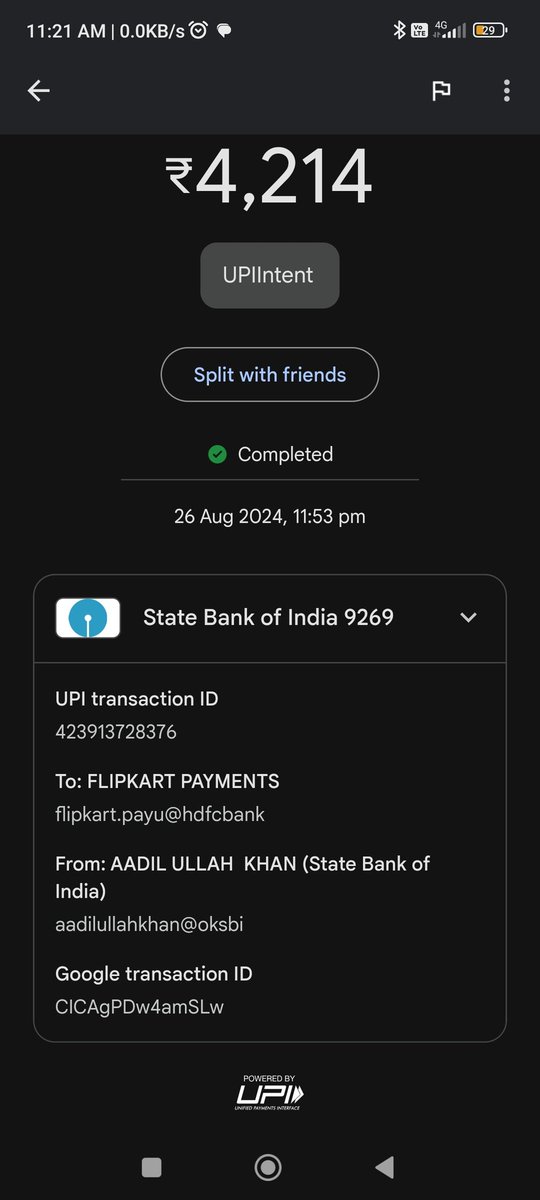 aadilullahkhan's tweet photo. @Flipkart @flipkartsupport I booked this flight on 26th August, booking failed but I got charged for the same, and I haven't got the refund yet!!! @TheOfficialSBI https://t.co/A92GSrI480