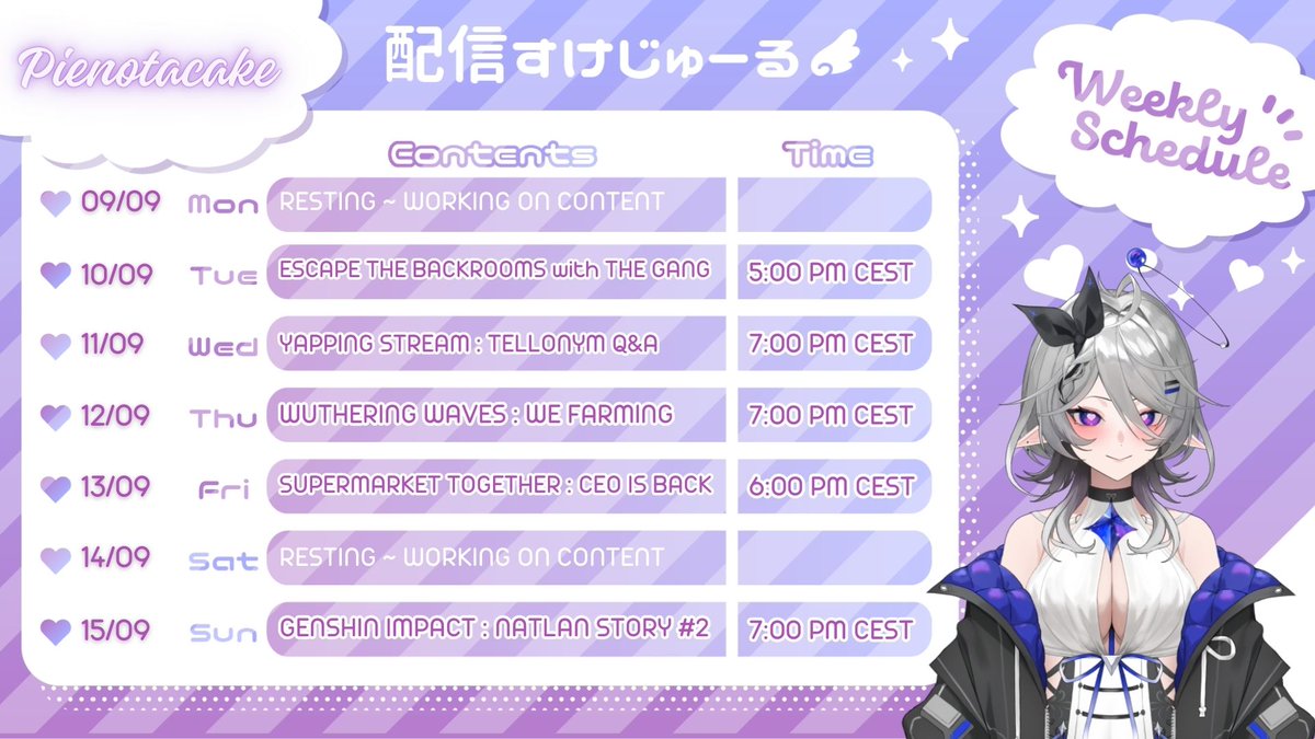 pienotacake's tweet photo. NEW WEEK SCHEDULE!!
Excited to continue the backrooms and answer your questions !!! 🧁🤍
♡ twitch : https://t.co/ZtYskdnPyc
♡ art : #pieCAKE
♡ clips : #pie4K
♡ ko-fi : https://t.co/mvuHNkfmEW https://t.co/1Bf2VxYJmK