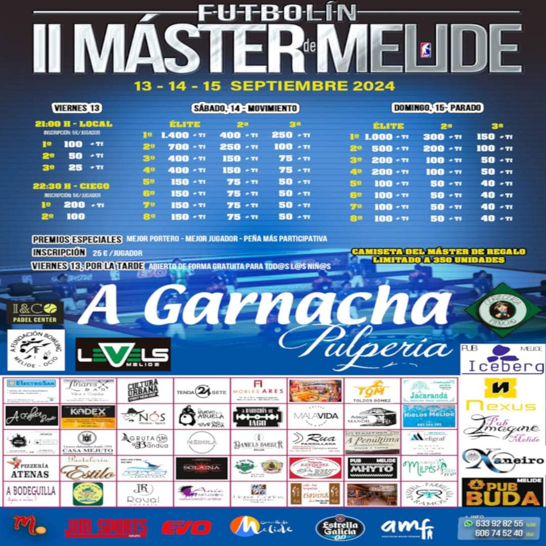 ⚽️ Presentado o 𝗜𝗜 𝗠𝗮́𝘀𝘁𝗲𝗿 𝗱𝗲 𝗠𝗲𝗹𝗶𝗱𝗲 𝗱𝗲 𝗙𝘂𝘁𝗯𝗼𝗹𝗶́𝗻 que se celebrará os días 13, 14 e 15 de setembro no Pavillón Municipal de Melide.