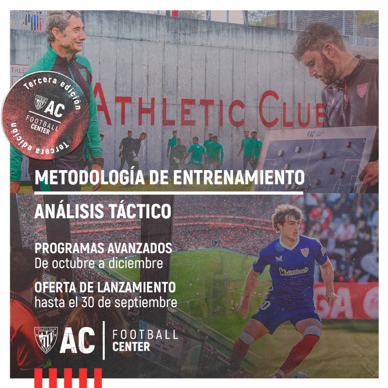 AC_FCenter's tweet photo. MATRÍCULAS ABIERTAS

Ya puedes unirte a la 3ª edición de nuestros programas avanzados:

▪️Análisis Táctico
▪️Metodología de entrenamiento

Una oportunidad para formarte con el @athleticclub 🔴⚪️  en formato Online o presencial con muchas sorpresas. 

Información👇