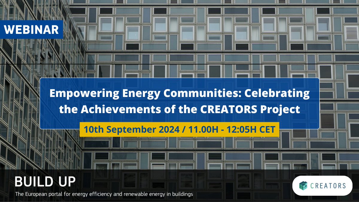 BUILD UP (@eu_buildup) on Twitter photo 🔴LAST CALL | The #webinar "Empowering #EnergyCommunities: Celebrating the Achievements of the CREATORS #Project" is TOMORROW!
🕚 11H CET
🖥 Organised by the <a href="/creators4you/">CREATORS</a> project partners: <a href="/CordeelNL/">Cordeel</a>, <a href="/TyphoonHIL/">Typhoon HIL</a>, <a href="/JSI_SLO/">Jožef Stefan Institute</a> and <a href="/R2M_ES/">R2M Spain</a>.
Register here 👉 build-up.ec.europa.eu/en/news-and-ev… 🔴LAST CALL | The #webinar "Empowering #EnergyCommunities: Celebrating the Achievements of the CREATORS #Project" is TOMORROW!
🕚 11H CET
🖥 Organised by the <a href="/creators4you/">CREATORS</a> project partners: <a href="/CordeelNL/">Cordeel</a>, <a href="/TyphoonHIL/">Typhoon HIL</a>, <a href="/JSI_SLO/">Jožef Stefan Institute</a> and <a href="/R2M_ES/">R2M Spain</a>.
Register here 👉 build-up.ec.europa.eu/en/news-and-ev…