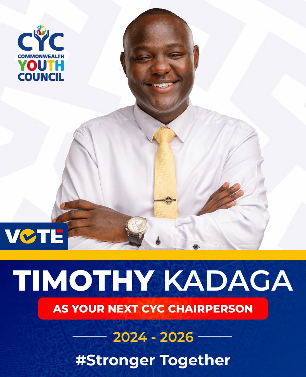 IvanEsau13's tweet photo. ๐๐จ๐ฎ๐ซ ๐๐จ๐ญ๐ ๐๐๐ญ๐ญ๐๐ซ๐ฌ !
Vote @timothy_kadaga for Chairperson Commonwealth Youth Council 2024-2026.
Letโs empower our future with a leader who truly understands our needs and aspirations.
#StrongerTogether
#VoteTimothy
#HereToUnite https://t.co/DEhKqlxRqO